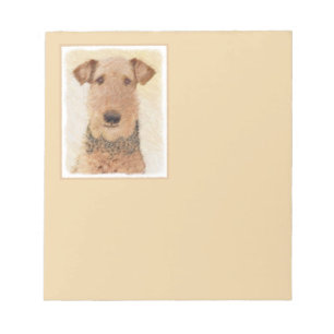 Airedale Terrier Painting - Cute Original Art Notepad