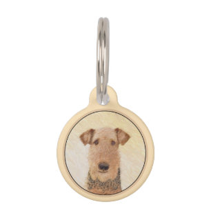 Airedale Terrier Painting - Cute Original Art Pet Tag