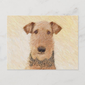 Airedale Terrier Painting - Cute Original Art Postcard