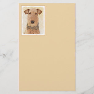Airedale Terrier Painting - Cute Original Art Stationery