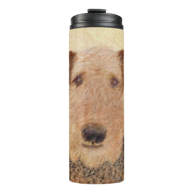 Airedale Terrier Painting - Cute Original Art Thermal Tumbler (Front)