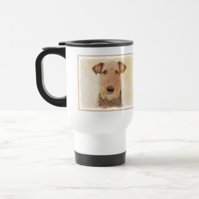 Airedale Terrier Painting - Cute Original Art Travel Mug (Left)