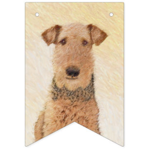 Airedale Terrier Painting - Cute Original Dog Art Bunting
