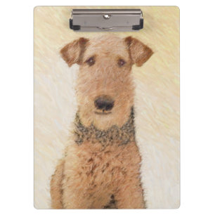 Airedale Terrier Painting - Cute Original Dog Art Clipboard
