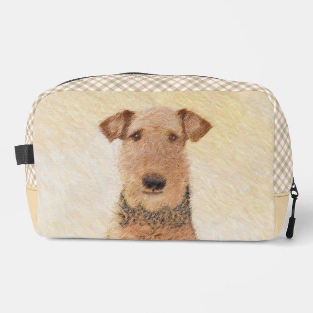 Airedale Terrier Painting Cute Original Dog Art Dopp Kit (Front)