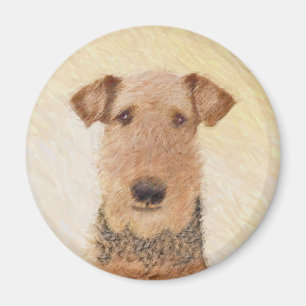 Airedale Terrier Painting - Cute Original Dog Art Magnet
