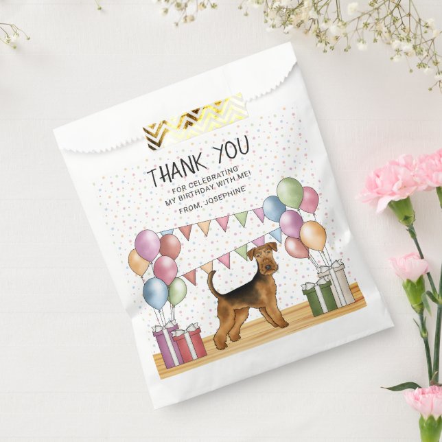 Airedale Terrier Pastel Colours Birthday Thank You Favour Bag (Sealed)