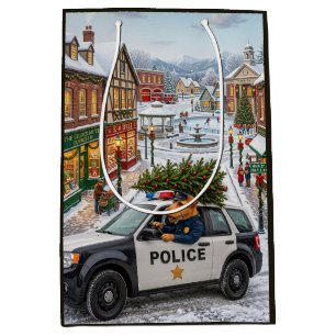 Airedale Terrier Police Holiday Medium Gift Bag
