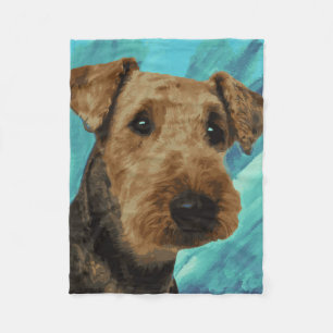 Airedale Terrier Portrait Fleece Blanket