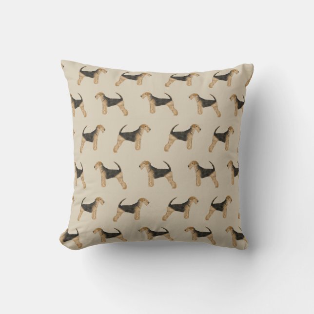 Airedale Terrier print pillow (Front)