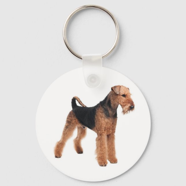 Airedale Terrier Puppy Dog Budget Keychain (Front)