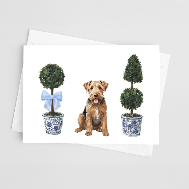 Airedale Terrier Puppy Topiary Watercolor Card (Creator Uploaded)