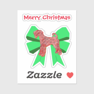 Airedale Terrier Red Dog & Green Bow Christmas