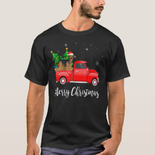 Airedale Terrier Red Truck Christmas Tree Xmas Dog T-Shirt