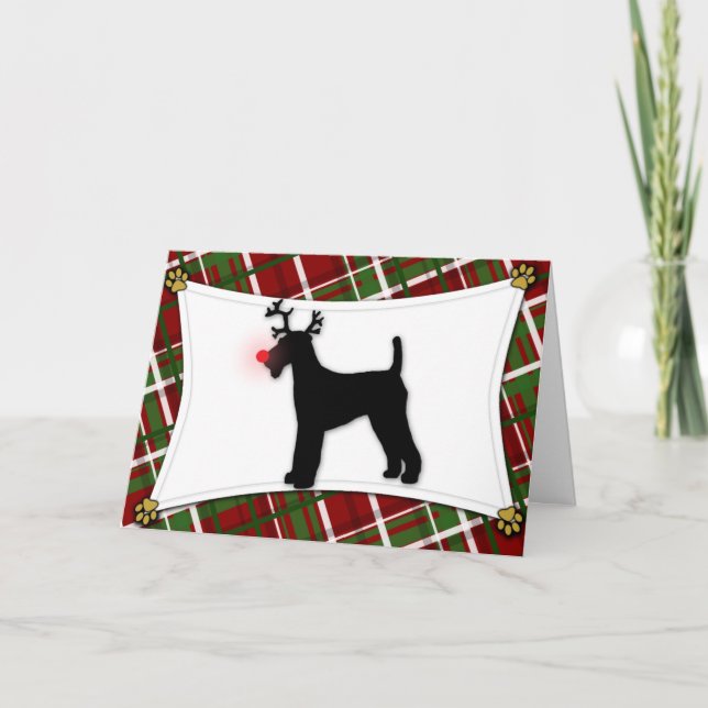 Airedale Terrier Reindeer Christmas Card (Front)