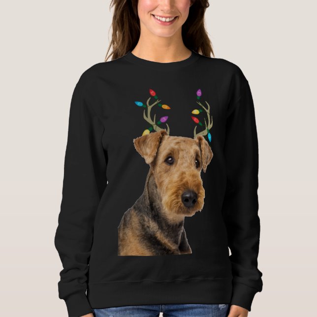 Airedale Terrier Reindeer Christmas Dog Sweatshirt (Front)