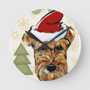 AIREDALE TERRIER ROUND CLOCK