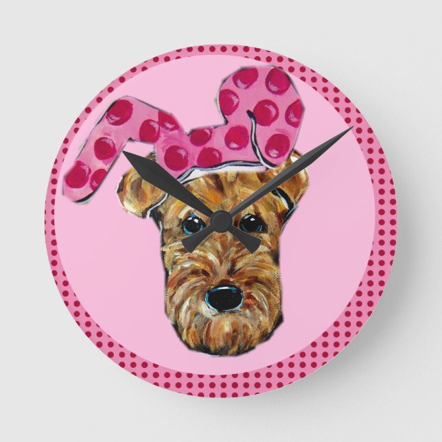 AIREDALE TERRIER ROUND CLOCK (Front)
