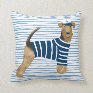 Airedale Terrier Sailor Nautical Dog Cushion