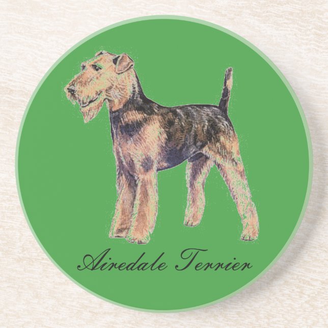 Airedale Terrier Sandstone Coaster (Front)