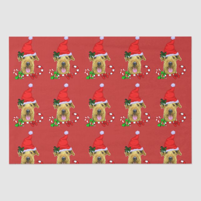 Airedale Terrier Santa Hat Christmas Tissue Paper (Front)