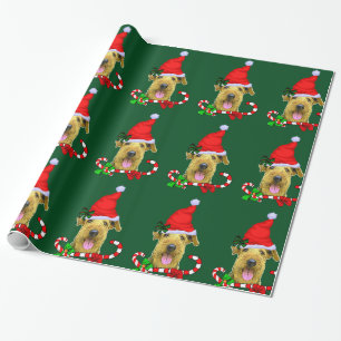 Airedale Terrier Santa Hat Christmas Wrapping Paper