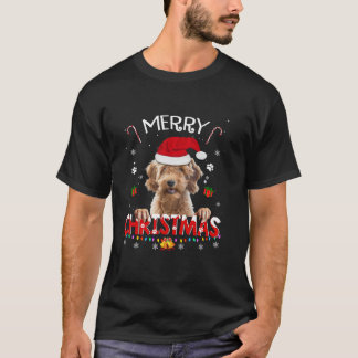 Airedale Terrier Santa Hat Merry Christmas Boys Me T-Shirt