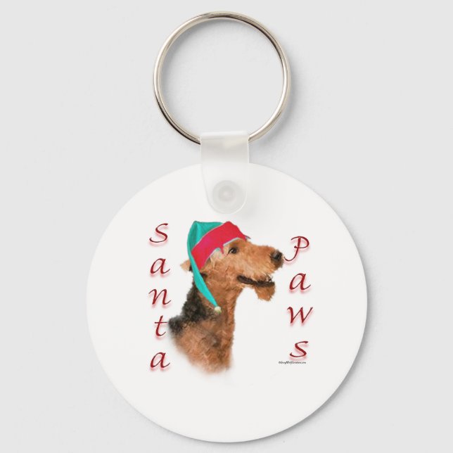 Airedale Terrier Santa Paws Key Ring (Front)