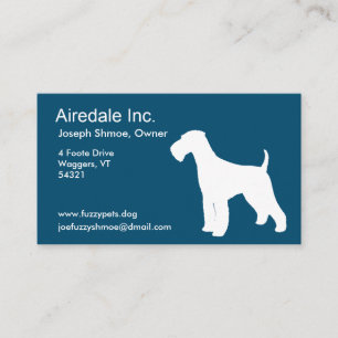 Airedale Terrier Silhouette Blue and White Business Card