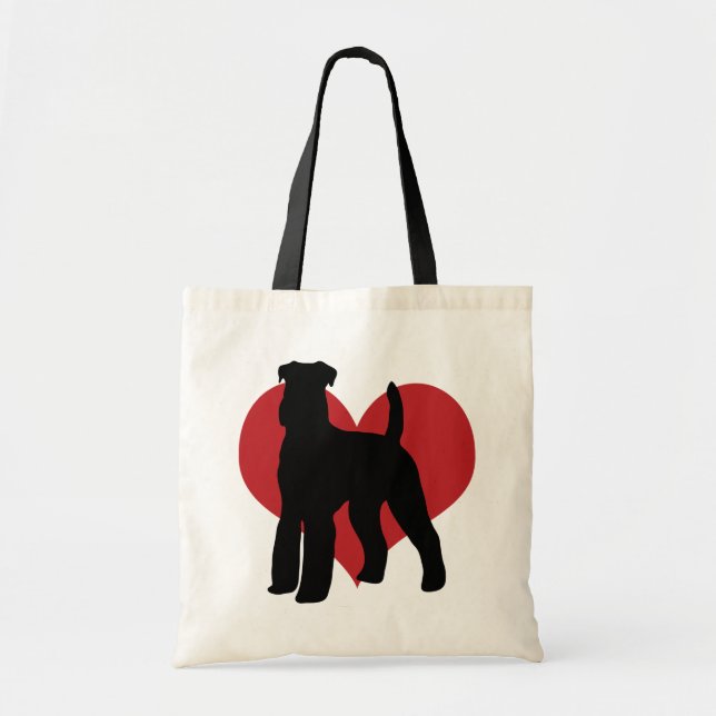 Airedale Terrier Silhouette Heart Tote Bag (Front)