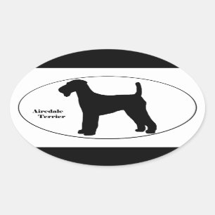 Airedale Terrier SIlhouette Oval Sticker