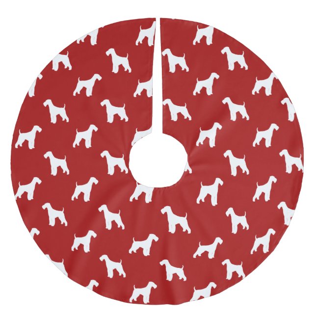 Airedale Terrier Silhouettes Pattern Brushed Polyester Tree Skirt (Front)