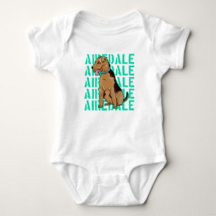 Airedale terrier sitting down baby bodysuit