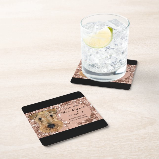 AIREDALE TERRIER  SQUARE PAPER COASTER (Insitu)