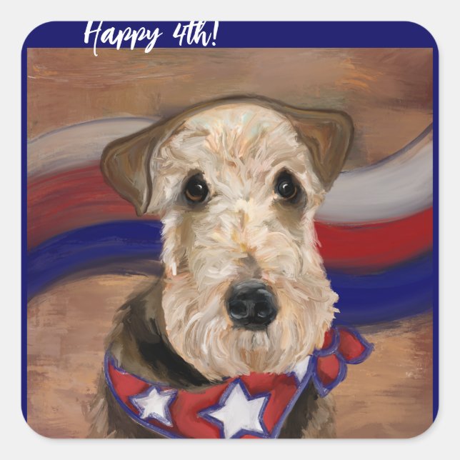  AIREDALE TERRIER        SQUARE STICKER (Front)