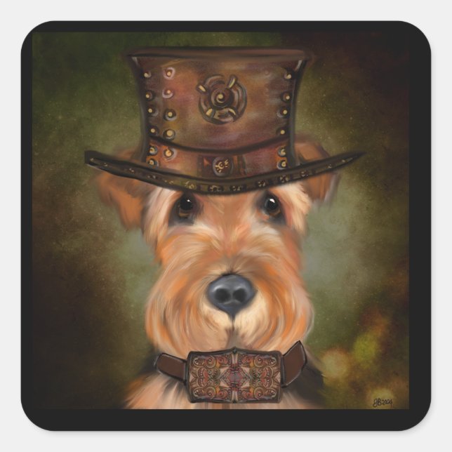 AIREDALE TERRIER  SQUARE STICKER (Front)
