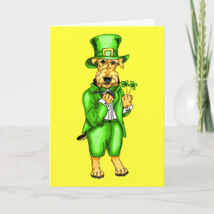 Airedale Terrier St Patrick's Day Leprechaun Card