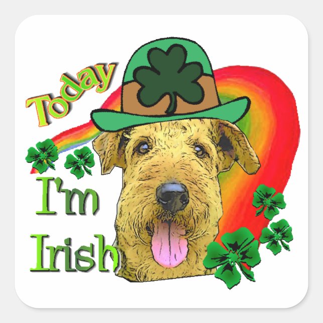 Airedale Terrier St. Patrick's Day Square Sticker (Front)