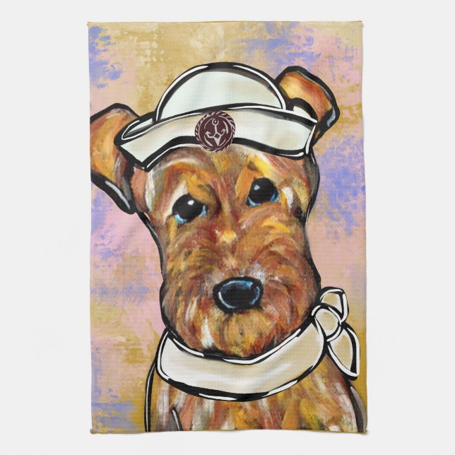 AIREDALE TERRIER   TEA TOWEL (Vertical)