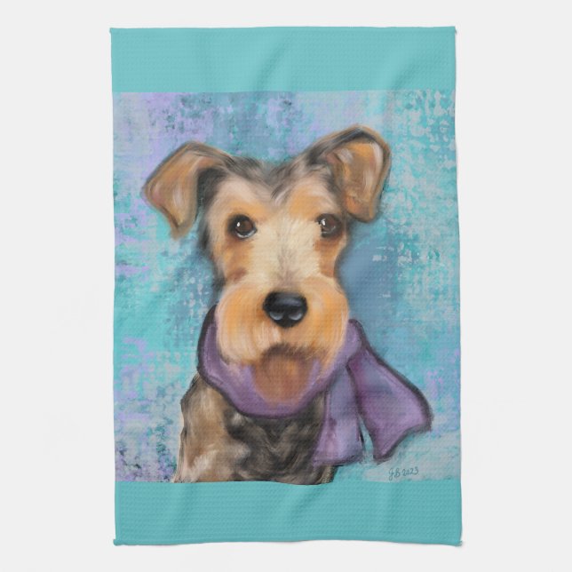 Airedale Terrier Tea Towel (Vertical)