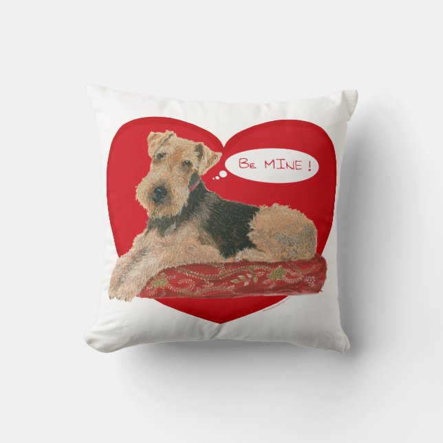 Airedale Terrier Valentine Cushion (Front)