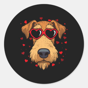 Airedale Terrier Valentine Heart Cute Dog Lovers Classic Round Sticker