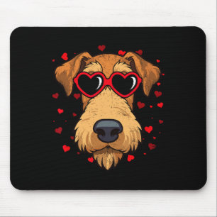 Airedale Terrier Valentine Heart Cute Dog Lovers Mouse Pad