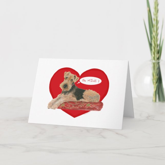 Airedale Terrier Valentine Holiday Card (Front)