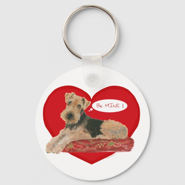 Airedale Terrier Valentine Key Ring (Front)