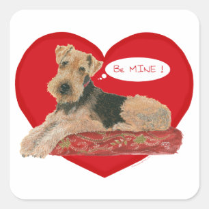Airedale Terrier Valentine Square Sticker