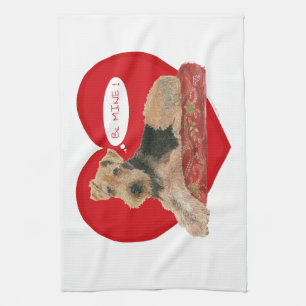 Airedale Terrier Valentine Tea Towel
