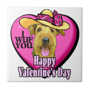 Airedale Terrier Valentines Day Ceramic Tile