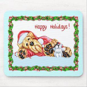 Airedale Terrier Waiting for Santa Mouse Pad