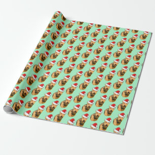 Airedale Terrier wearing a Santa Hat  Wrapping Paper